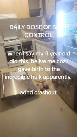 on today's episode of reasons not to have kids, I give you a broken fridge door entirely created and mastered by my adhd 4 year old. yes my child has some concerning behavior, but anyone who's dealt with the built up anger of a adhd meltdown, they do have incredible strength.  #incredibleHulk #adhd #adhdCrashOut #birthcontrol #onthisday 