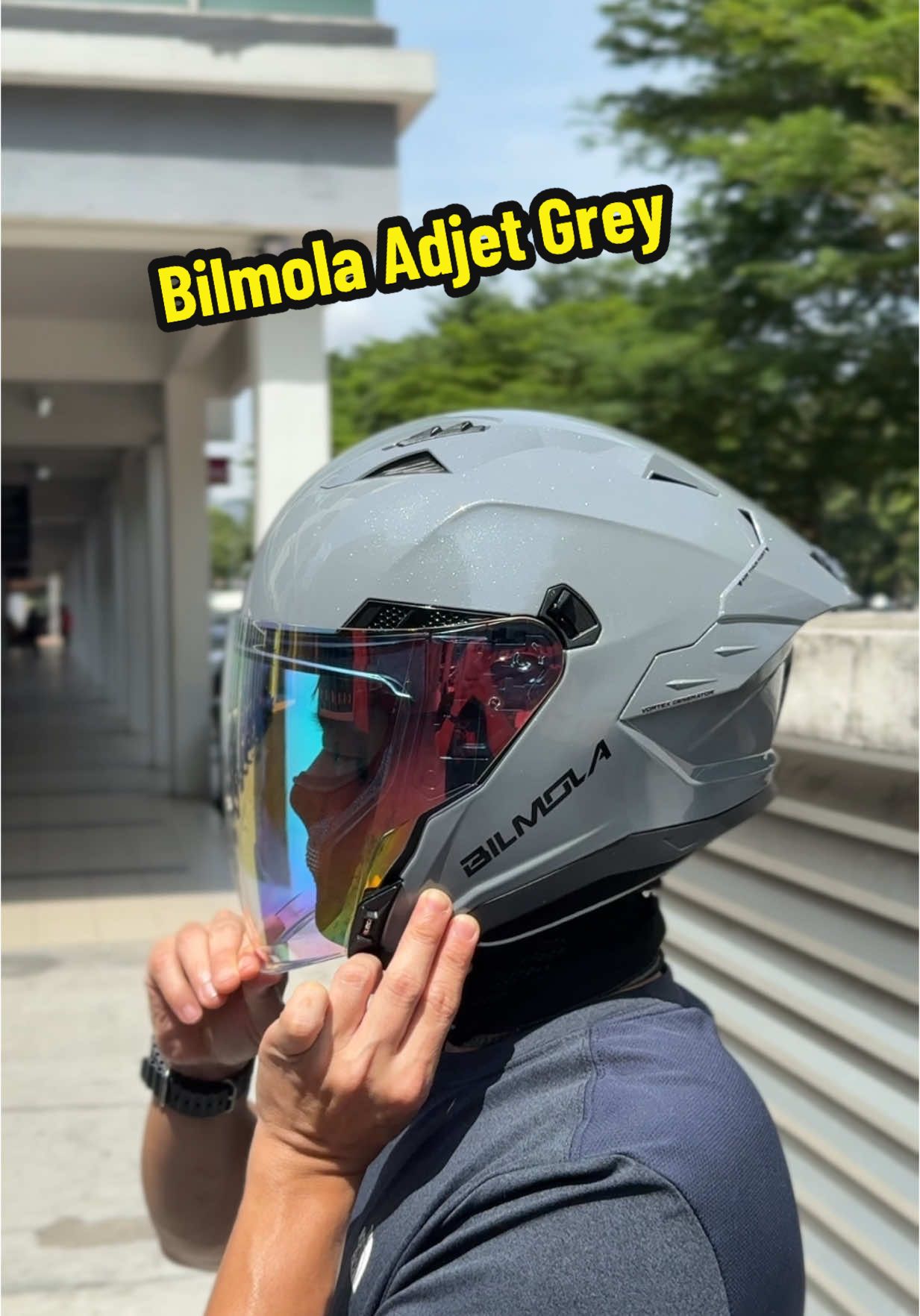 Bilmola AD Jet Glossy Grey  Harga :RM 398 (Walk-in) #bilmolahelmet #bilmolaadjet #doublevisor #bikermalaysia #Motorsport #motormalaysia #fypmalaysia🇲🇾 