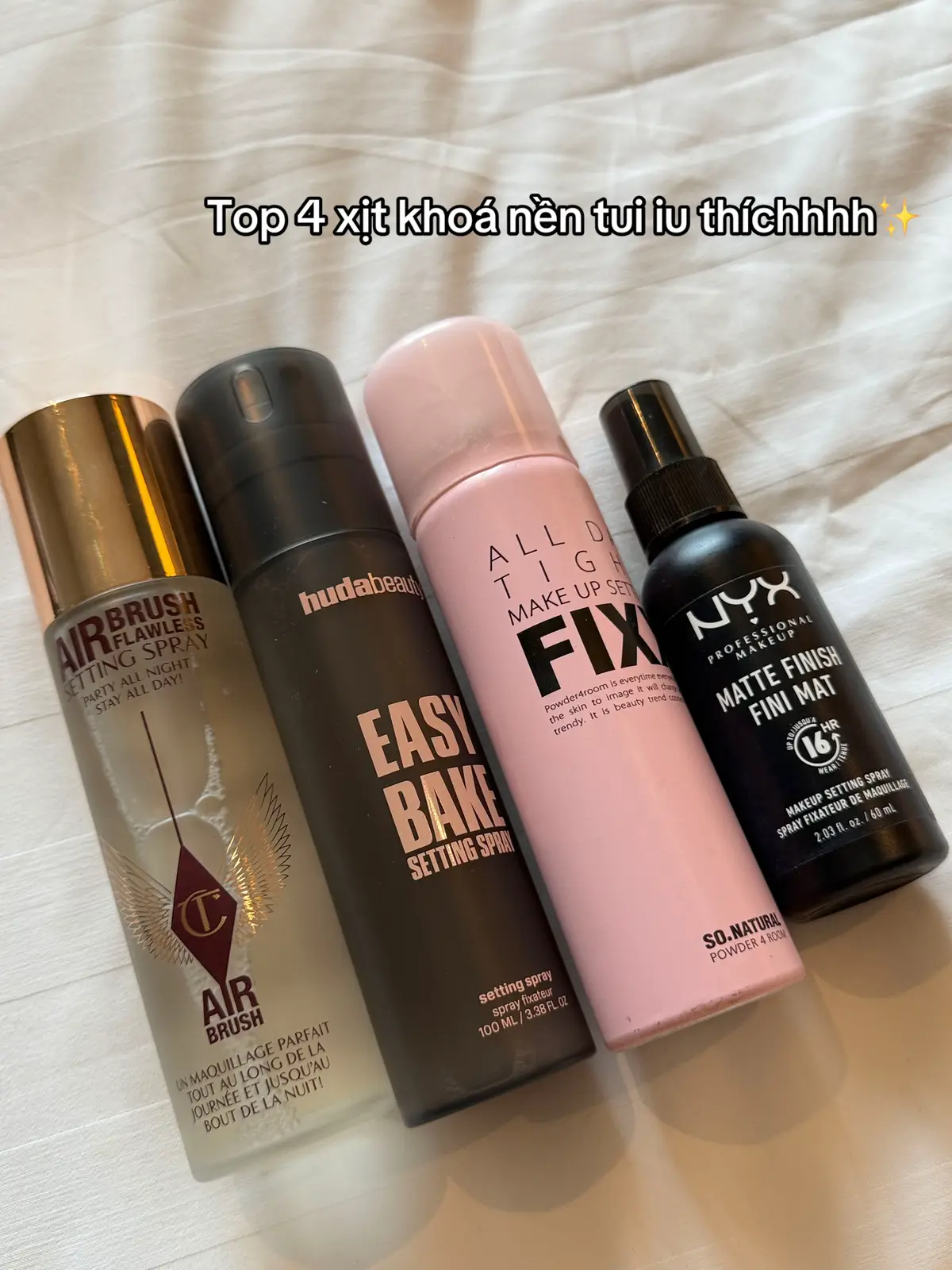 Từ ngày biết tới xịt khoá nền thì lớp nền đẹp điên đảo bất chấp, makeup cứ phải gọi là level up 🙇‍♀️✨ #fyp #xuhuong #reviewlamdep #makeupreview #settingspray #xitkhoamakeup #tipsmakeup #ilovetiktok #charlottetilbury #hudabeauty #sonatural #nyxcosmetics 