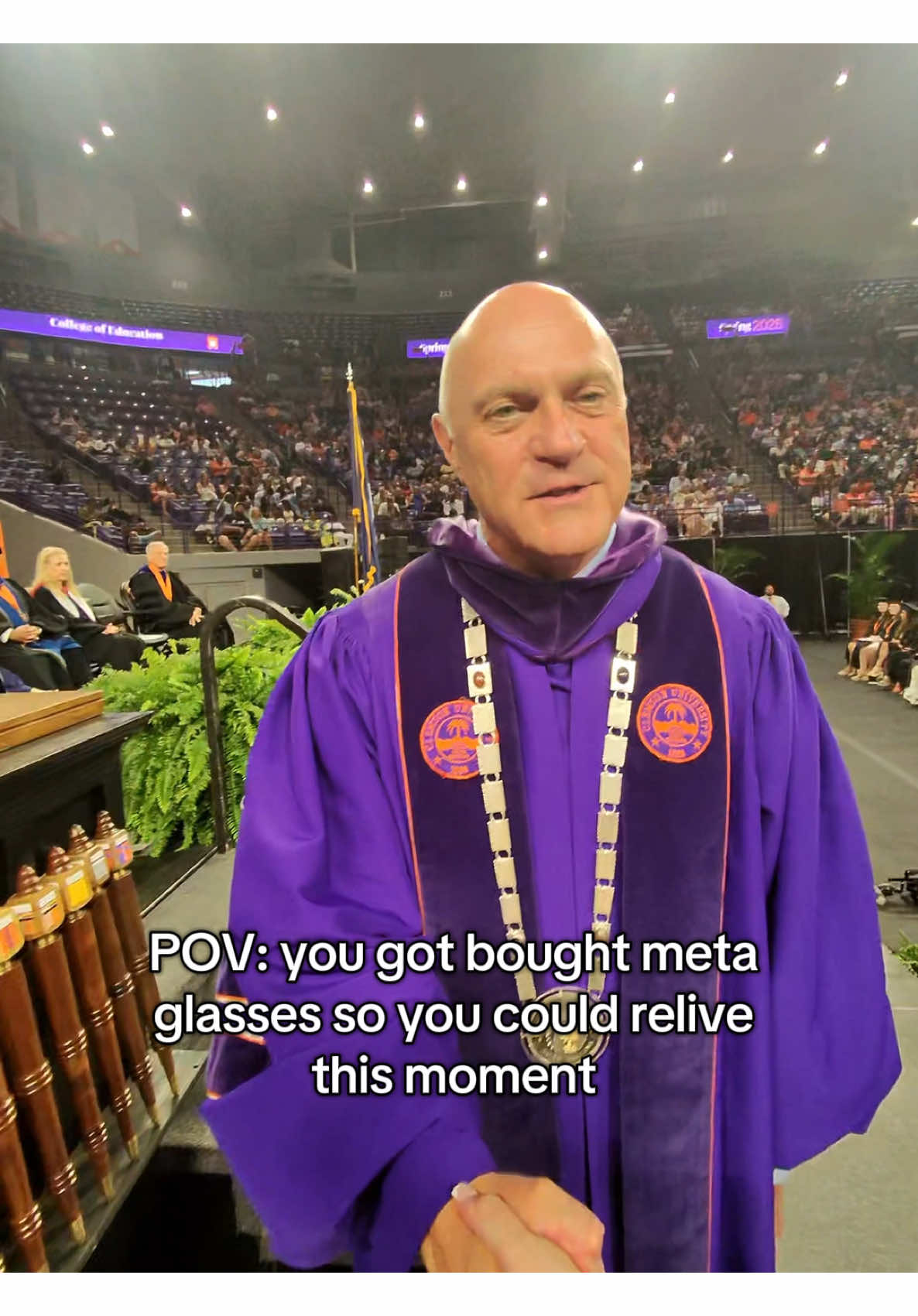 In such shock I blank out , now I can look back 🎓 #raybanmeta #rayban #metaglases #graduation #masters #camera #clemson Oops, typo! I meant “you bought Meta glasses.” My brain was moving faster than my thumbs, was between “you got” and “you bought” and forgot to delete one.
