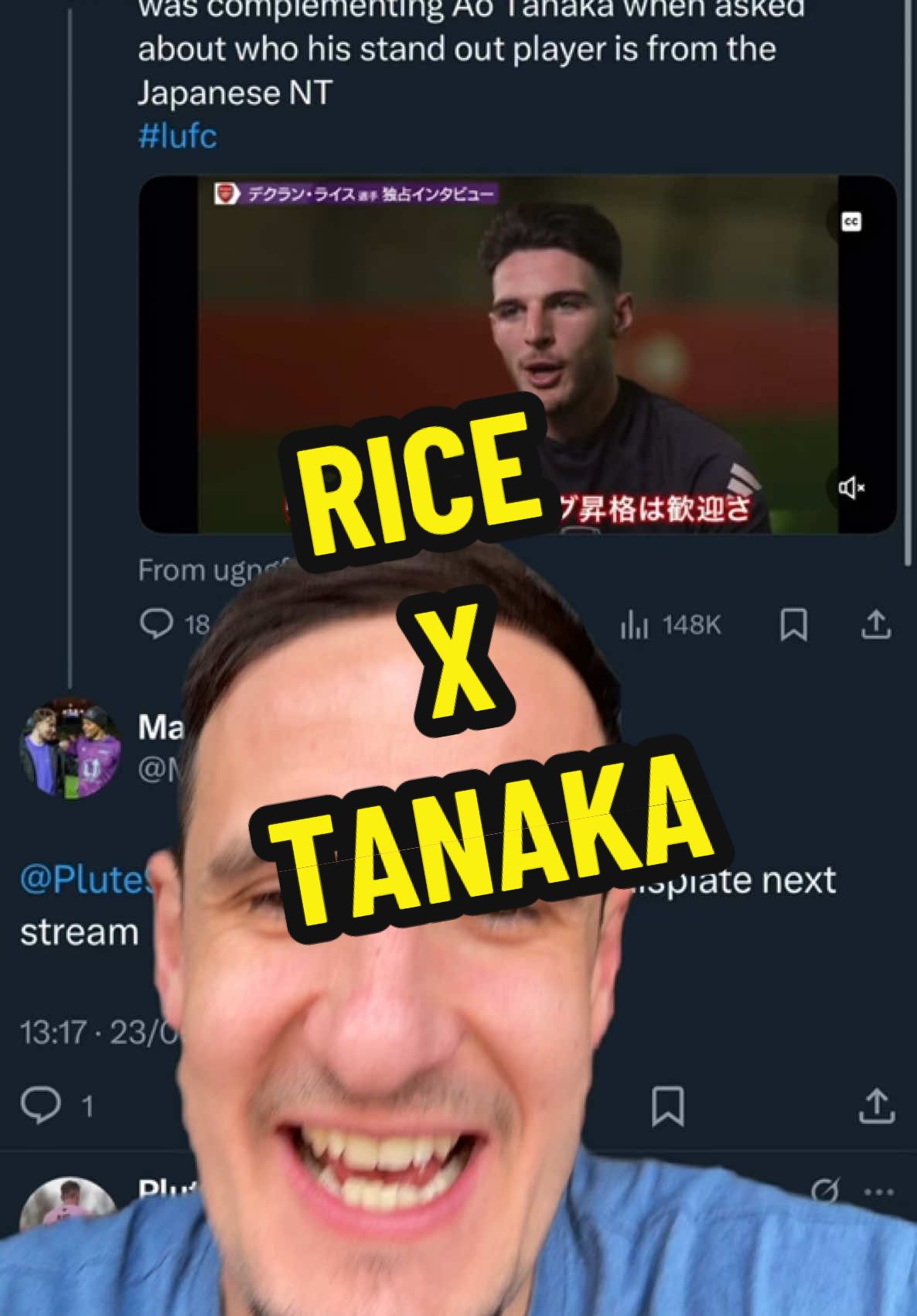 Declan Rice rates Ao Tanaka #leeds #lufc 