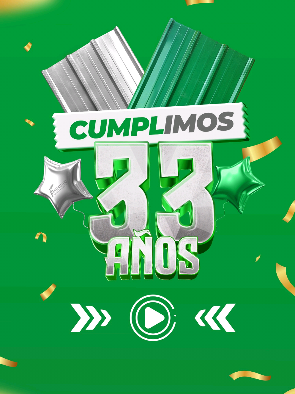 🎉 ¡Instatecho cumple 33 años! 🎉 💚33 años creciendo junto a quienes confían en nosotros. 💪Gracias por acompañarnos en este camino. #fyp #construcción #obra #corporativo #publicidad #viralvideos #aluzinc #capcut_edit #creadoresdecontenido #instatecho  #33 #empresa #industria #felizaniversário 