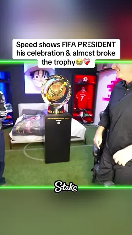 Speed shows FIFA PRESIDENT his celebration & almost broke the trophy😭❤️‍🩹 #Ishowspeed #speed #fyp #foryou #foryoupage #viral #ishowspeedclips ishowspeed #fifa #Soccer #football #worldcup fifa world cup fifa president football 