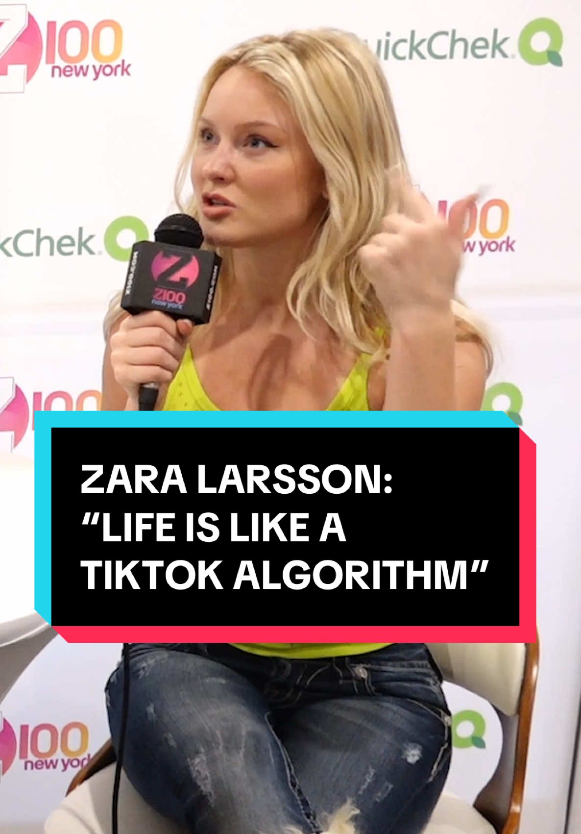 Words of wisdom from the woman of the hour, @Zara Larsson! 🌟 She compared life to a TikTok algorithm—you see more of what you engage with!  Watch the full video on our @YouTube channel! 💖 #Z100JumpstartToSummer