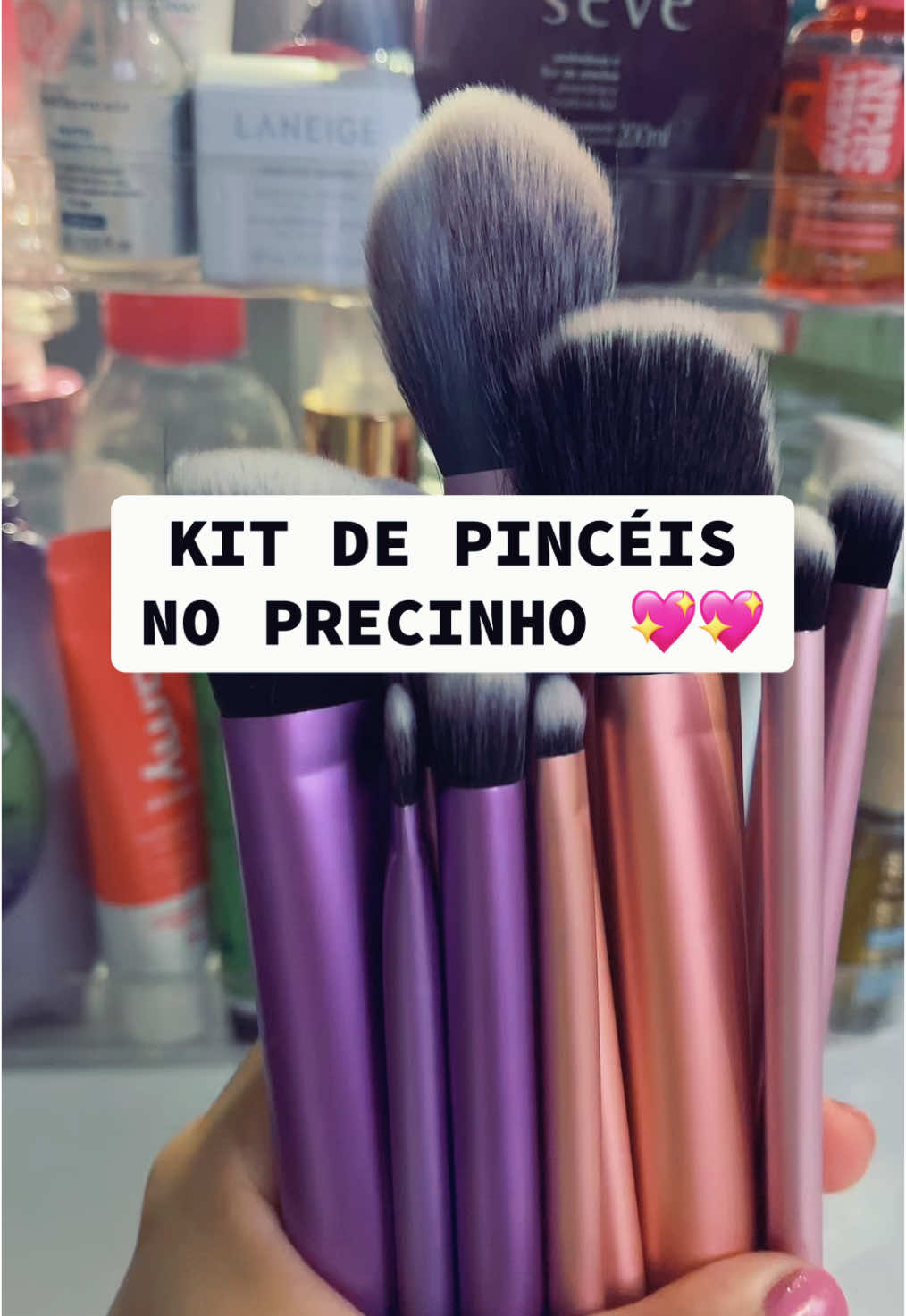 Kit de pincéis bons, bonitos e baratos 💖 #viral #tiktokshop #fyp #pinceis #kitdepinceis #skincare #makeup 
