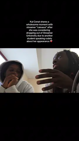 Kai Cenat shares a wholesome moment with streamer “caiuwus” after she was considering dropping out of Streamer University due to another student speaking rudely about her appearance ❤️‍🩹 #kai #kaicenat #caiuwus #twitch #twitchstreamer #fyp #foryoupage #fypシ #trending #viral 
