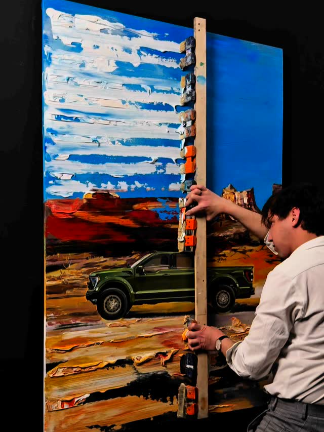 Which vehicle should @Zeleninart do next? 😯 . . #oilpainting #ford #raptor #art #creativeart #fyp #reels