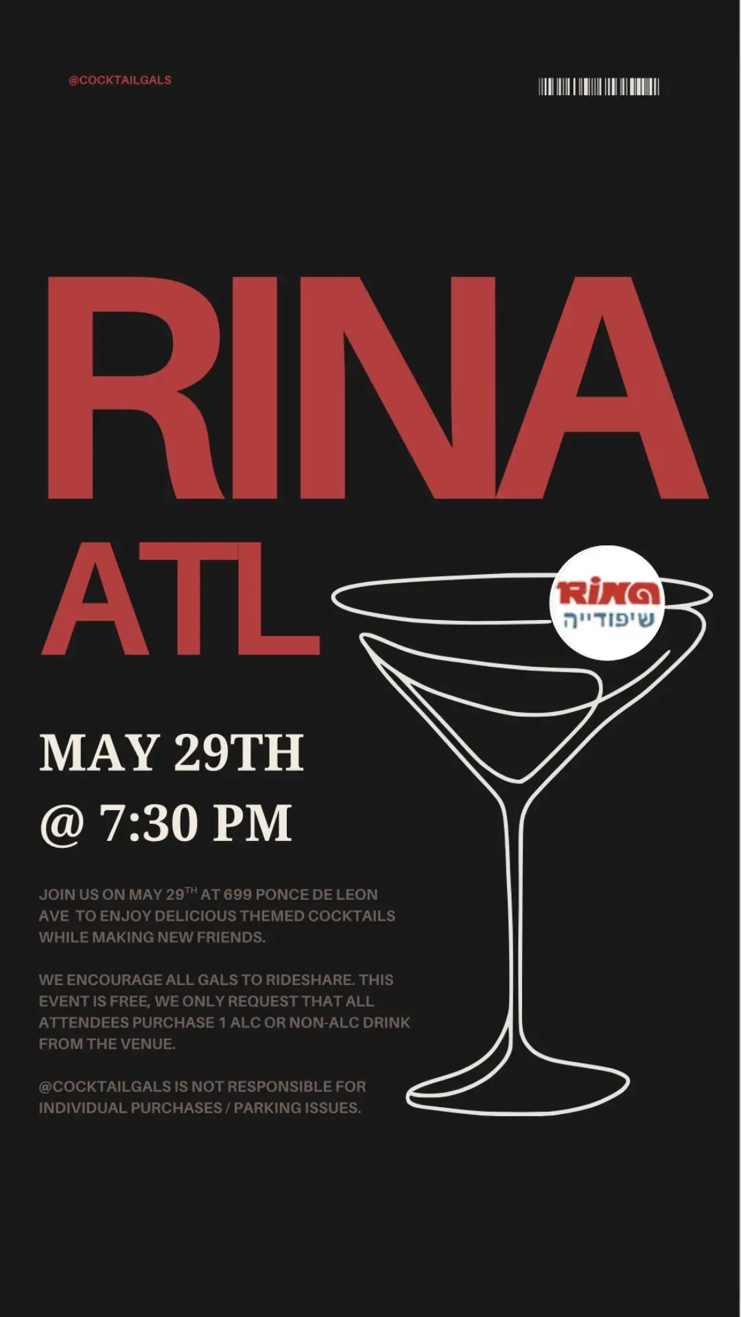 Calling all our Atlanta Gals— it’s time to join us at our next happy hour! We’re excited to host a cocktail night full of flavor, friends & fun with Rina🍸✨ Just grab a drink and bring the energy. We can’t wait to see you there!  #atlantageorgia #atl #atlanta #cocktailgals #atlbeltline #beltlineatlanta #atlbeltlineresturants #atlbeltline #girlsnightout #nightlife #happyhour #poncecitymarket #poncecitymeetup 