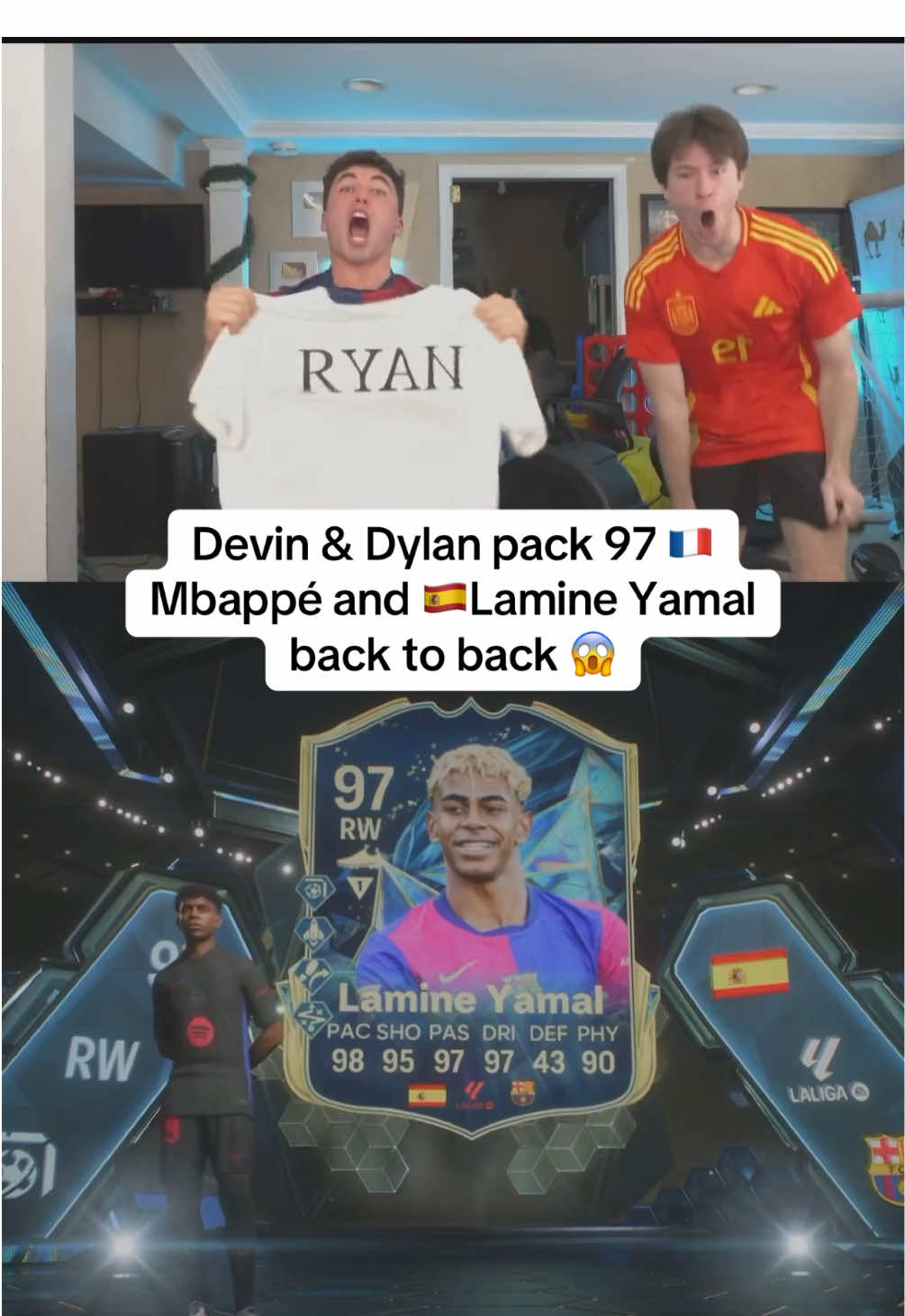 WHAT THE LAMINE 😂 #devincaherly #devinanddylan #lamineyamal #mbappe #fc25 #fifa #tots #packopening #gaming 