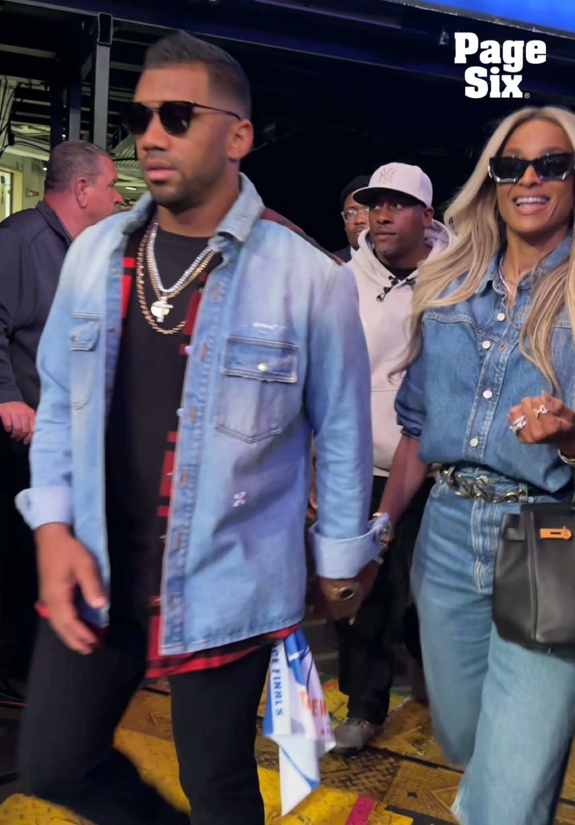 It's date night for Russell Wilson and Ciara at Knicks vs Pacers Game 2 at MSG 🧡💙🏀