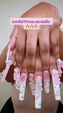 This brand has the best press on nails on the market 🔥 no joke!!! I’m wearing set H26:Size medium 💖  #lovfulnails #pressonnails #lovfulpressons #cashni #fypシ゚viral ##blackwomen #nailinspo #nailideas #blkgirltiktok #promnails #birthdaynails