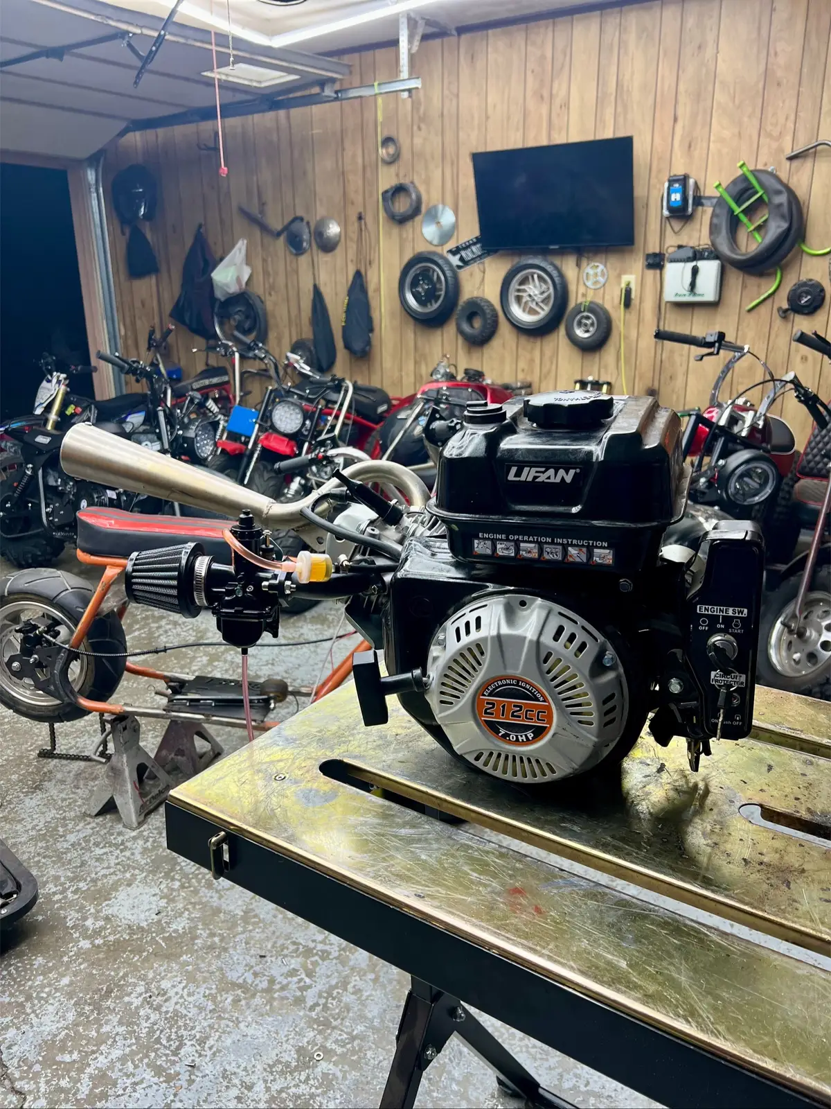 Governor removed and new carburetor! Exhaust doesn’t  fit correctly…Modify this exhaust or go with a different style?  #minibike #vintage #oldschool #retro