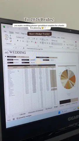 Customizable Wedding Planner Excel Sheet – Your Ultimate Wedding Planning Companion Plan your dream wedding with ease using our Customizable Wedding Planner in Excel! This all-in-one digital planner is designed to help brides, grooms, and wedding planners stay organized and stress-free from engagement to “I do.” Key Features: Wedding Countdown! ✔️Wedding Information & Entourage ✔️Mood Board ✔️Budget ✔️Wedding Timeline ✔️Guest List ✔️Seating Chart ✔️Vendors ✔️Venue ✔️Cake and Food Planning ✔️Gifts and Souvenirs Planning ✔️Photography and Videography ✔️Wedding Day Schedule Fully editable template with automatic calculations 🤍 #2026bride #bridetobe #weddingtiktok #weddingplanning #weddingplanner #weddingplanningtips #weddingplanners #weddingvibes #planner #planneraddict #plannertok 