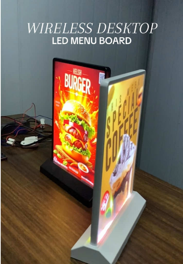 Rechargeable Wireless Desktop LED Display! This sleek double-sided lightbox offers versatile lighting options in classic black and white. Perfect for showcasing ideas, promoting products, or simply adding a modern touch to your desk. #ads2cartph #ledlightboxdisplay #leddisplay #promotionalproducts #advertising #fyp #tiktokph 