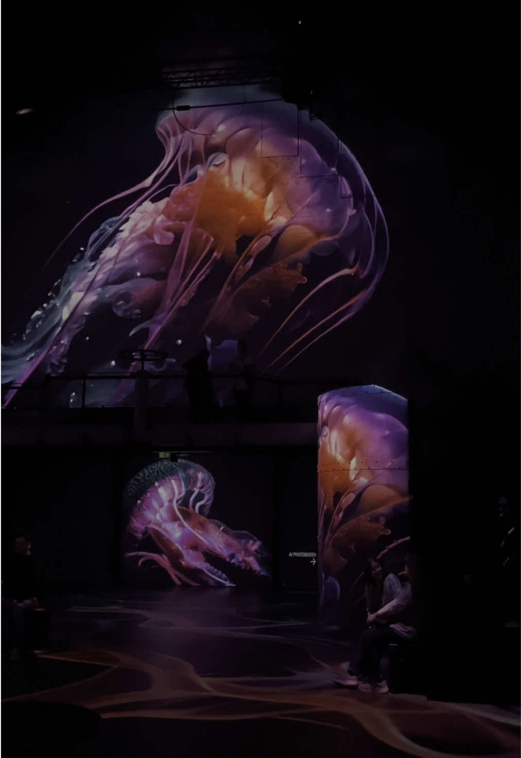 The ocean from underneath is stunning, until I actually feel it. I’ll stick to watching from a safe distance. 🤓 . . @Fabrique des Lumières  #event #amsterdamtiktok #godcreationsarebeautiful  #dateidea #datenight #fyp #voorjou #oceanlife #museummoment #museum #sealife #voorjou 