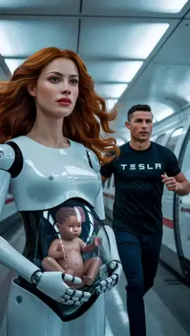 She made me run like I never did before by the train side #robotchallenge #humanoid #humanoidrobot #cristiano #teslamodely #pregnantlife #pregnancyjourney #couplestiktok #trains 