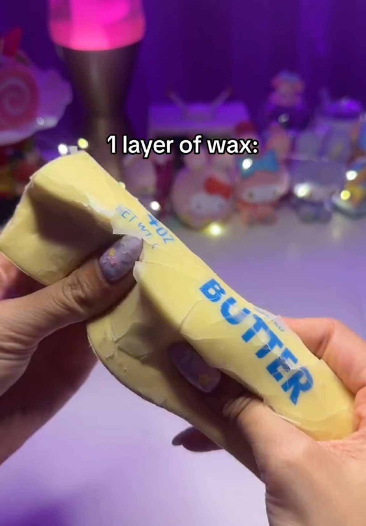 1 layer of wax VS. 20 layers - with the help of my bf since i wasn’t strong enough lol #asmr #wax #squishy 