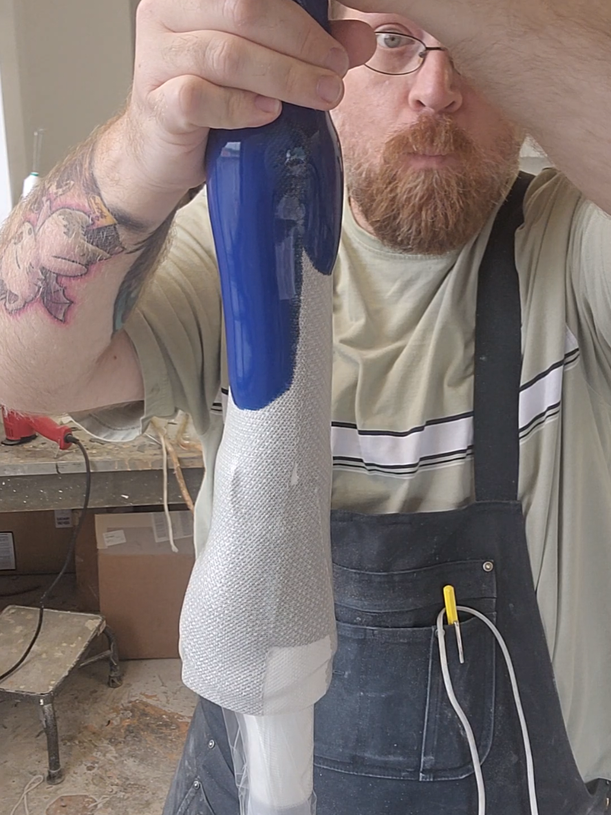 the base layer for the little Pokémon leg #pokemon #prosthetic #leg #carbonfiber #foot #satisfying #blue #resin #lamination 