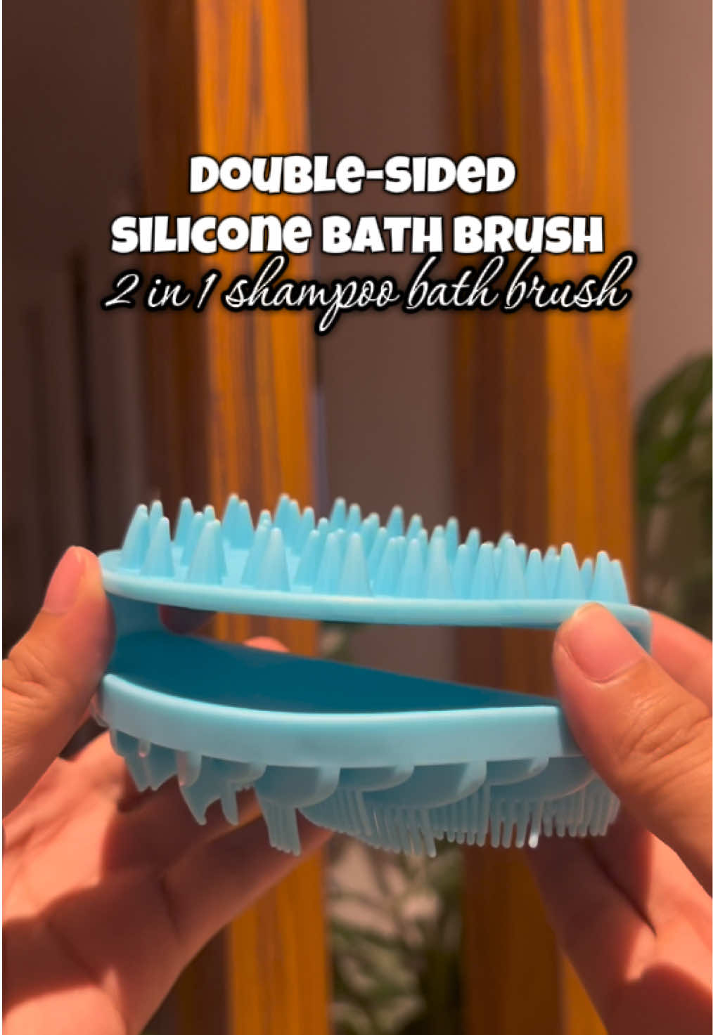 Double-sided silicone bath brush 2 in 1 shampoo bath brush #bathessential #bathbrush #scalpmassage #bodyscrub #siliconebathbrush 