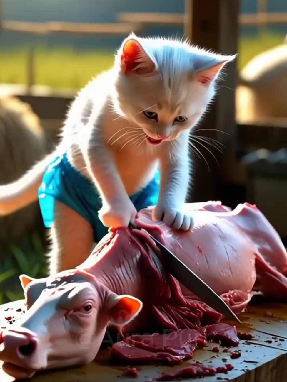 Kitten Cooks a Special Dish_ But the Secret Behind It Will Leave You Speechless 😱🐄🍲(720P_60FPS)
