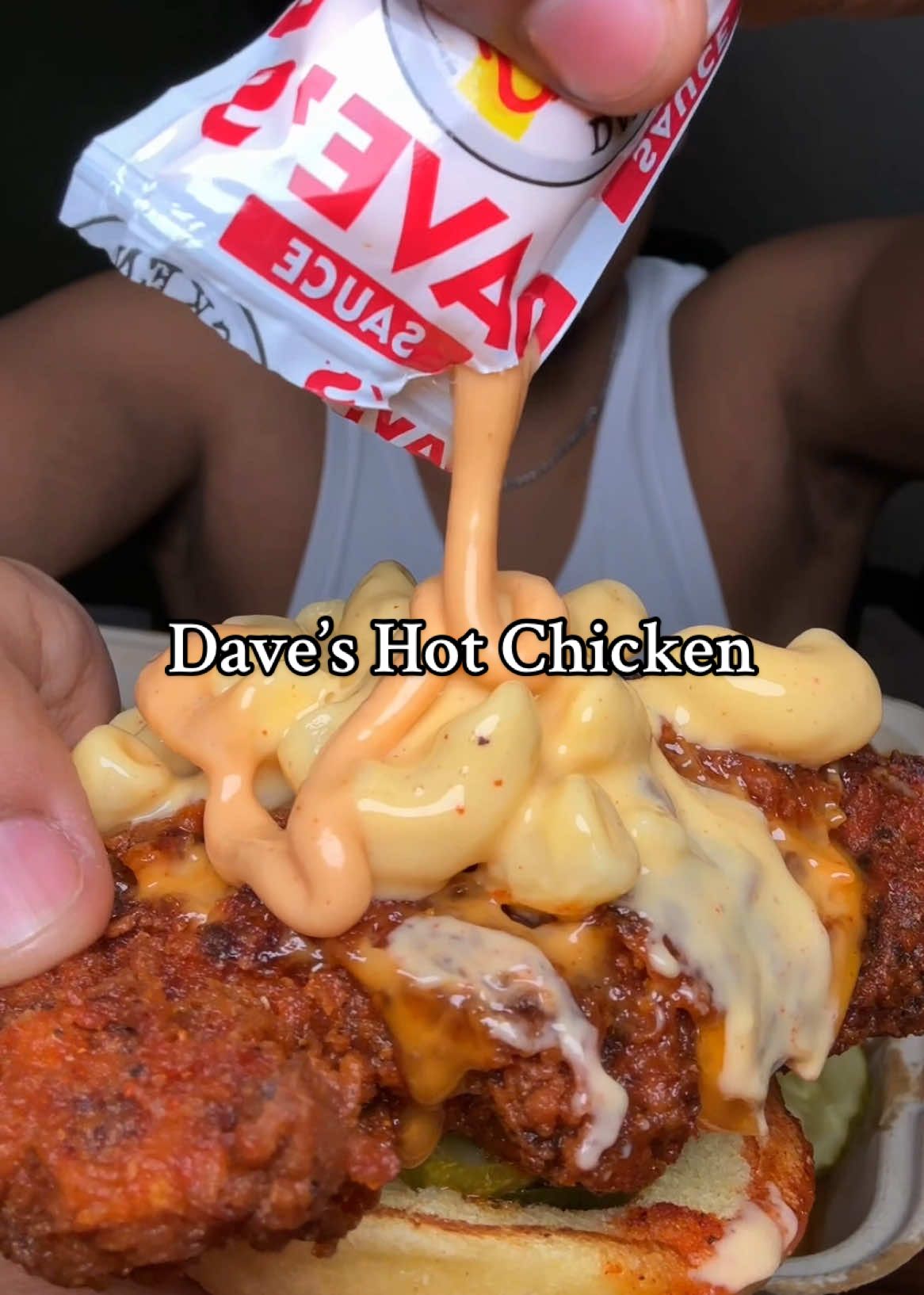 Gotta try Dave’s hot chicken @Dave’s Hot Chicken #daveshotchicken #hotchicken #nashvillehotchicken #asmr #eating #FoodTok #mukbangeatingshow #fypシ゚viral 