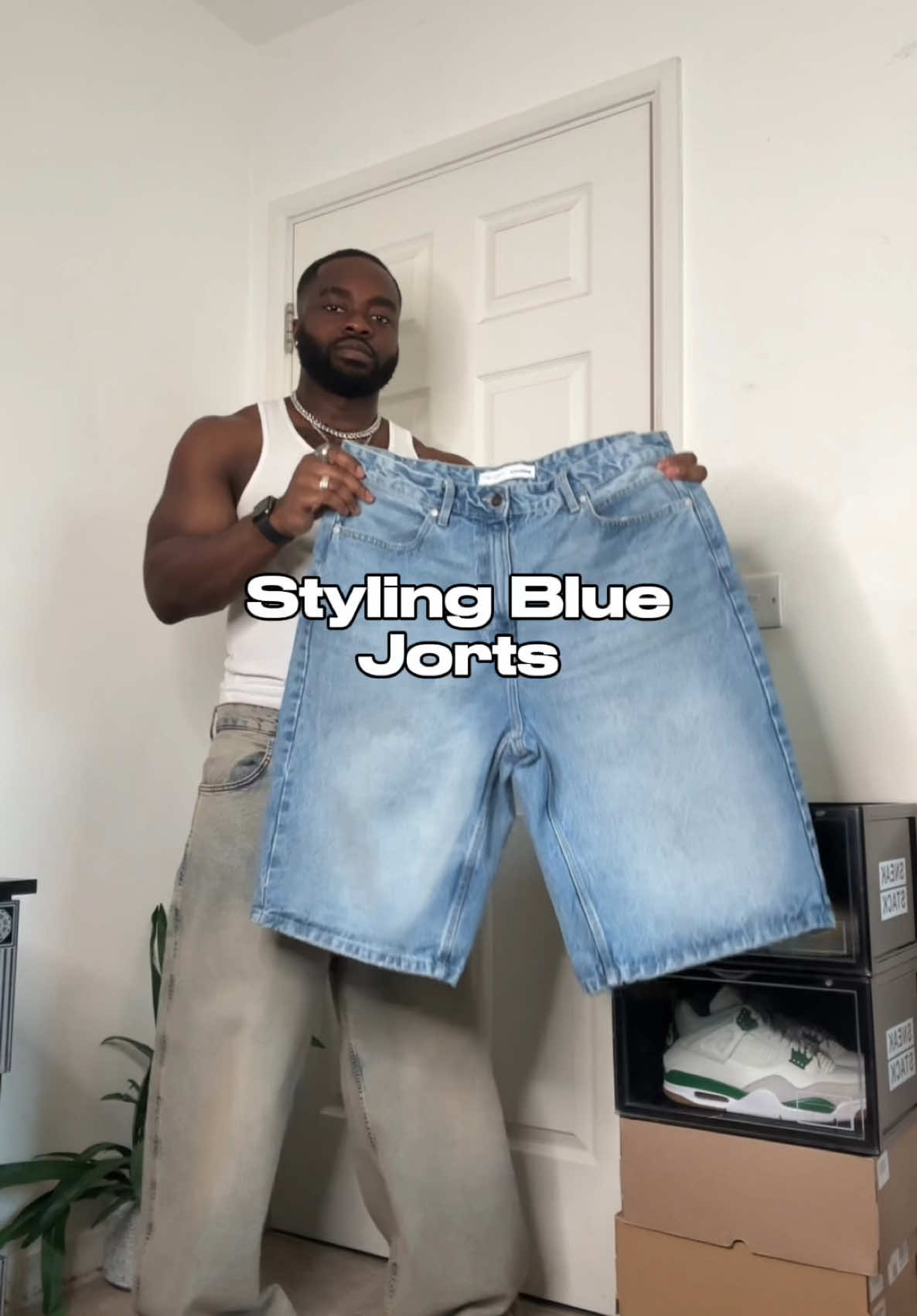 How to style blue jorts #jorts #streetwearinspo #streetwearfashion 