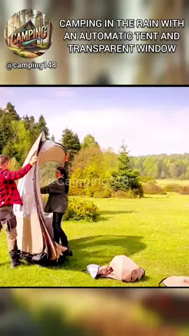 CAMPING IN THE RAIN WITH AN AUTOMATIC TENT AND TRANSPARENT WINDOW #camping #building #campinglife #bushcraft #Outdoors #survival #outdoor #shelter #asmr #SATISFYING #VIRAL #FORYOU #fyp 