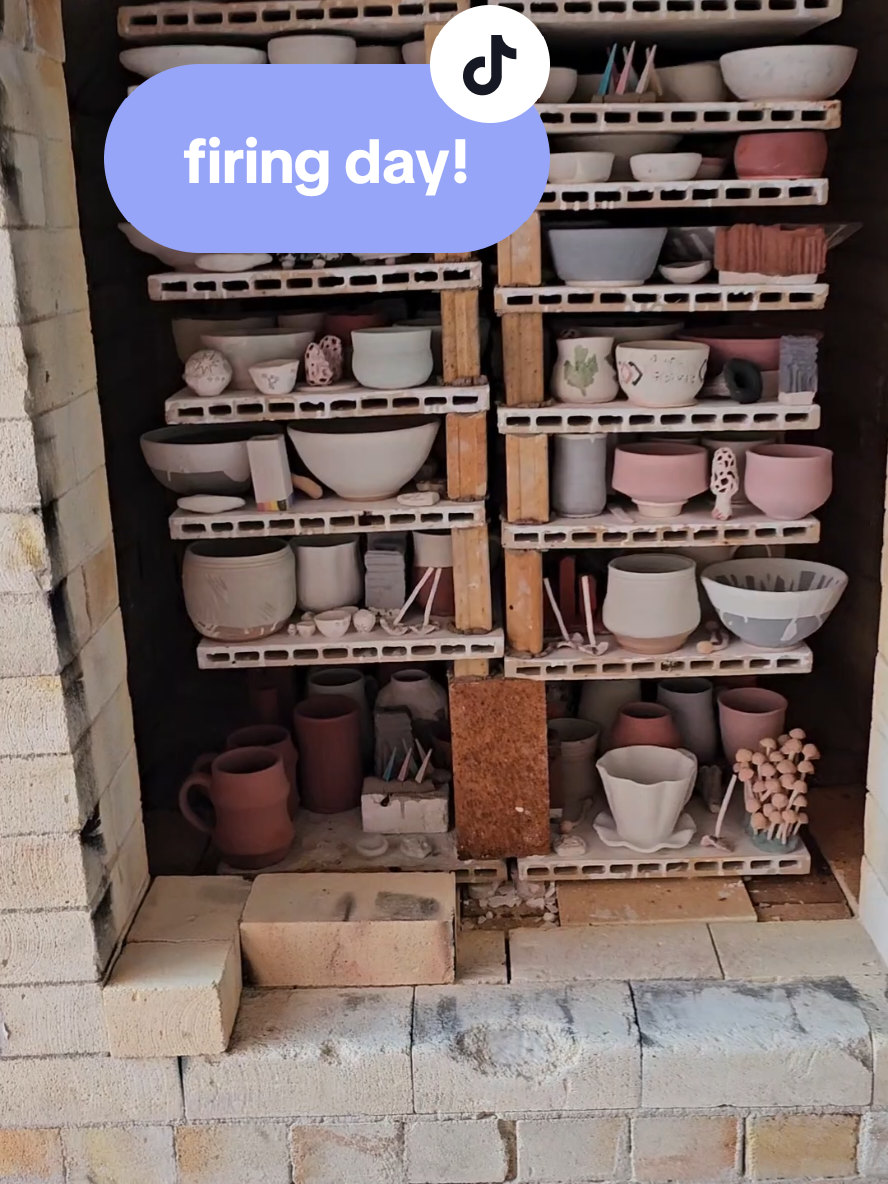 it's firing day! time to turn this kiln full of powdery half finished pots into glossy gorgeous works of art! ask us anything, and we'll do our best to answer! #NowWhatPotteryWorks #FiringDay #PotteryTok #Pottery #Ceramics #Kiln #ReductionFired 