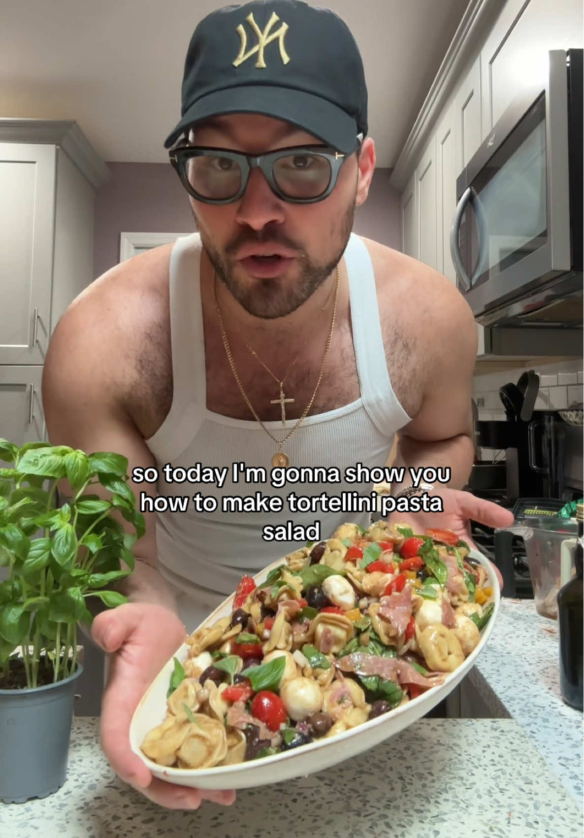 Tortalini Pasta Salad!!! Its so good & will be the star of the show! Also take a shot everytime I say Tortalini (you’ll blackout by 30 seconds in) 🇮🇹🍝🥗 🍝Ingredients: Tortellini, onion, mozz balls, salami, spinach, basis, olives, tomato, grated cheese 🥗Dressing: Balsamic vin, Dijon Mustard, Honey, Garlic Powder, Salt & Pepper  #memorialdayweekend #pastasalad #cooktok #Recipe #FoodTok #bbq #italianfood 