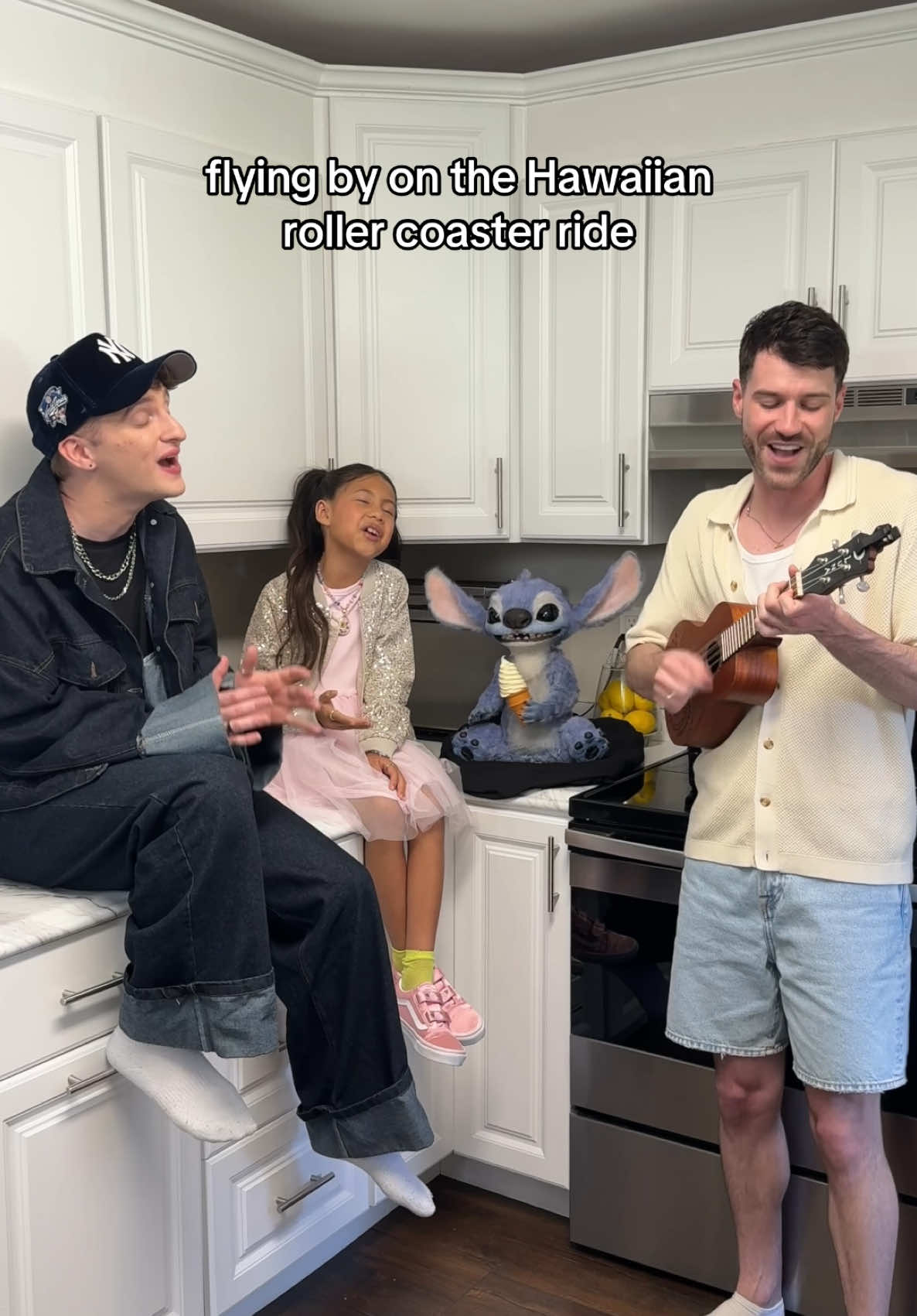 so happy to have @Maia Kealoha (and Stitch!) join our kitchen ‘ohana 🤍🌺 @jonathantilkin 🫶🏻 #sing #disney #liloandstitch #maiakealoha