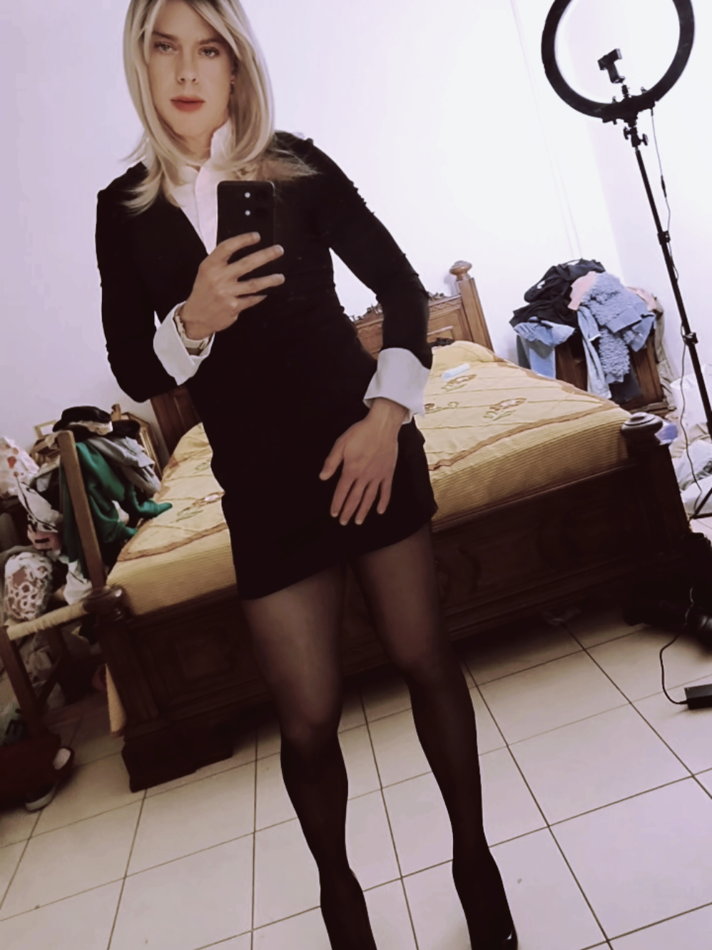 Sexy Secretary 😊 #perte #tgirl #mtf #femboy #crossdressing #trans #fyp  #maletofemale #boytogirl #crossdresser #feminization  #blackdress 