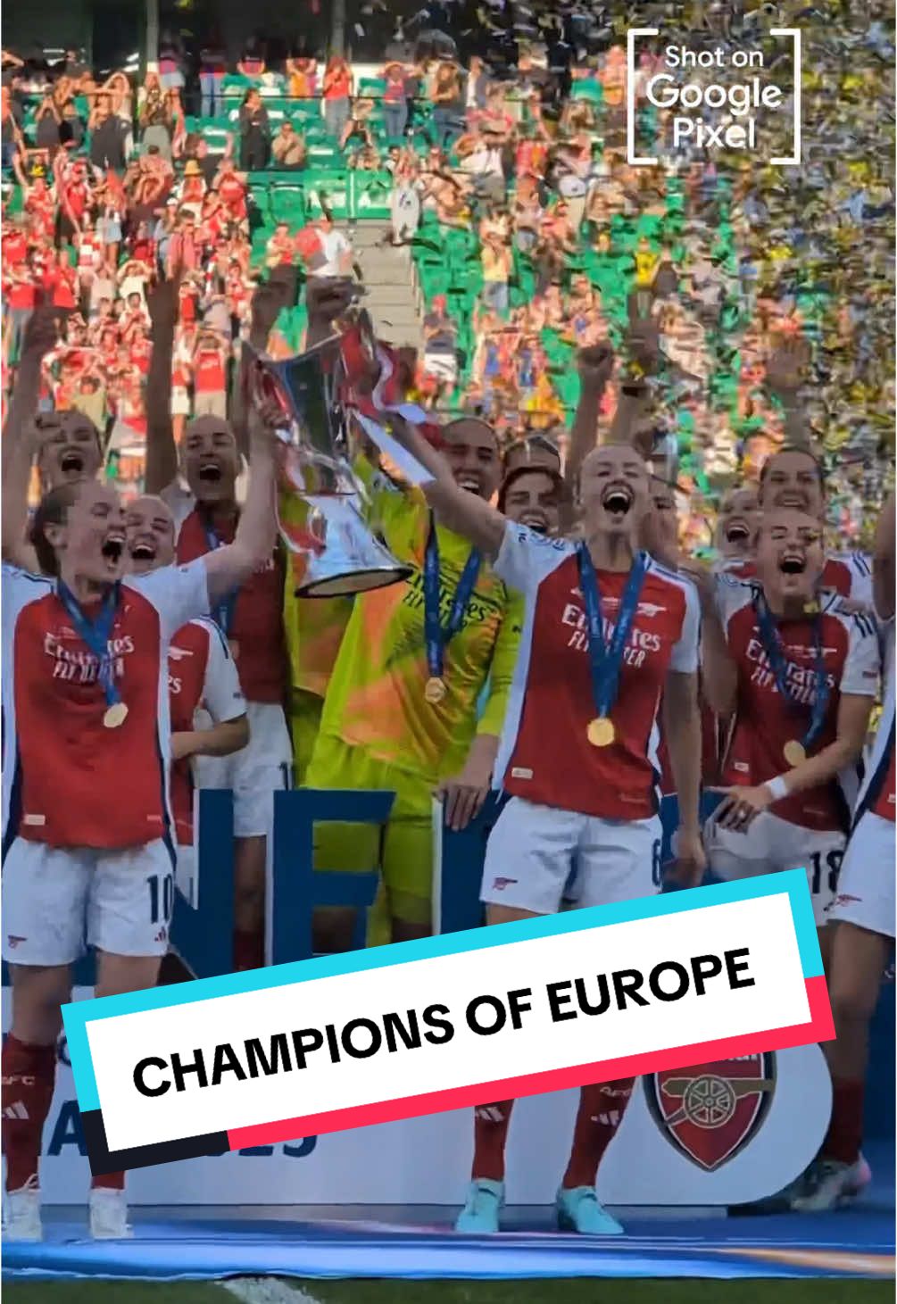 That special moment 🤩 CHAMPIONS OF EUROPE 🏆 Shot on Google Pixel 🤳 #arsenal #arsenalwomen #awfc #championsleague #championsleague 