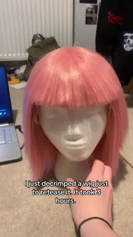 I haven’t even started teasing it yet AND I have the pigtails 💔 #wig #wigstyler #pinkwig #madoka #fyp #foryou #09 #cosplayer 