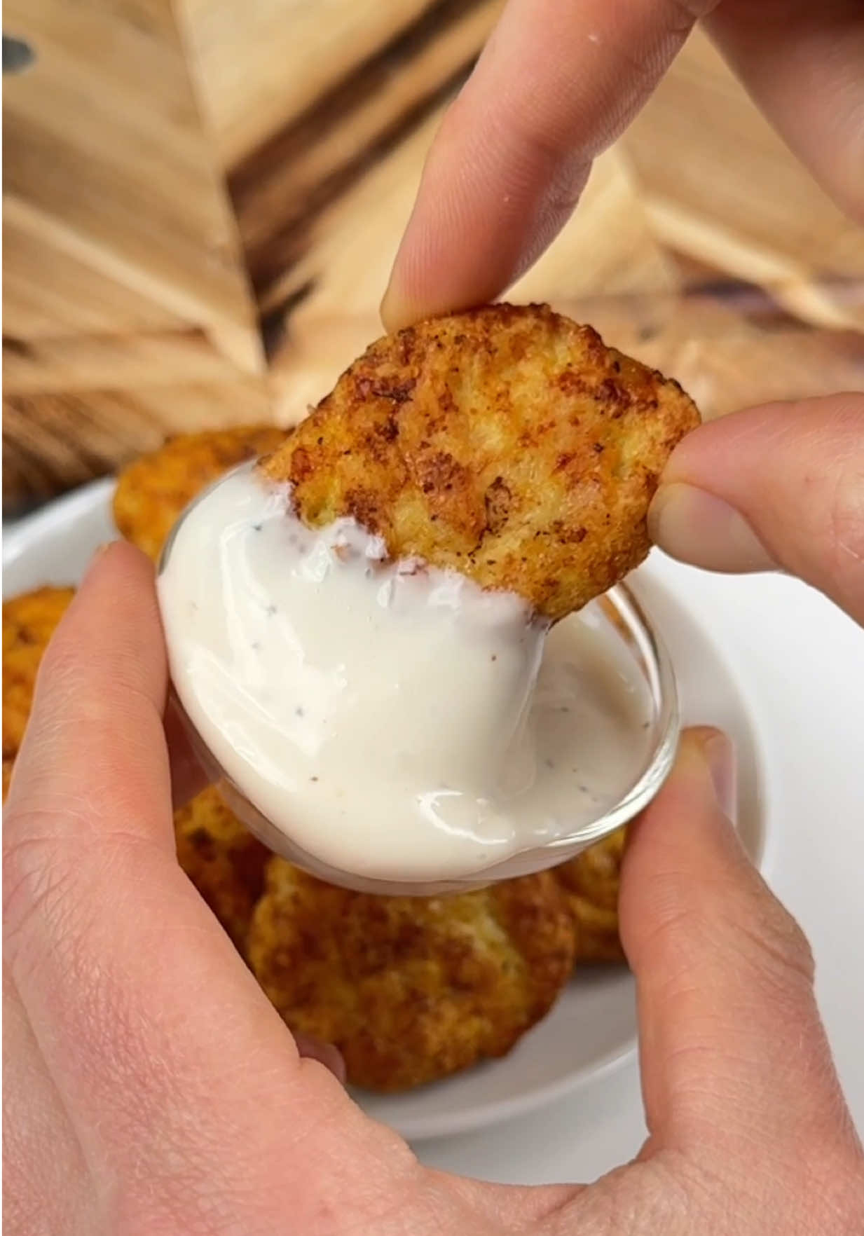Say “YUM” if you would eat these homemade Chicken McNuggets 🐔🤤🙌 What you need: 1 cup grated Parmesan 1 raw chicken breast (about 6 oz) 1 egg 1/2 tsp garlic powder 1/2 tsp onion powder 1/4 tsp salt 1/4 tsp paprika How to make it:  1. Blend everything until smooth. 2. Shape into nuggets.  3. Air fry @ 400F for 10 minutes and enjoy! Pro tip: Toss the nuggets in extra Parmesan after forming your nuggets for extra crunch 👌