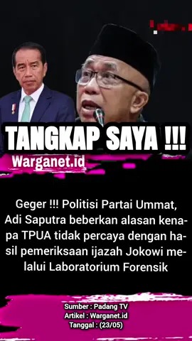 Pernyataan menohok Politisi Partai Ummat Adi Saputra. 25/05 #jokowi #rismon #polisi #ijazahpalsu #ijazah 