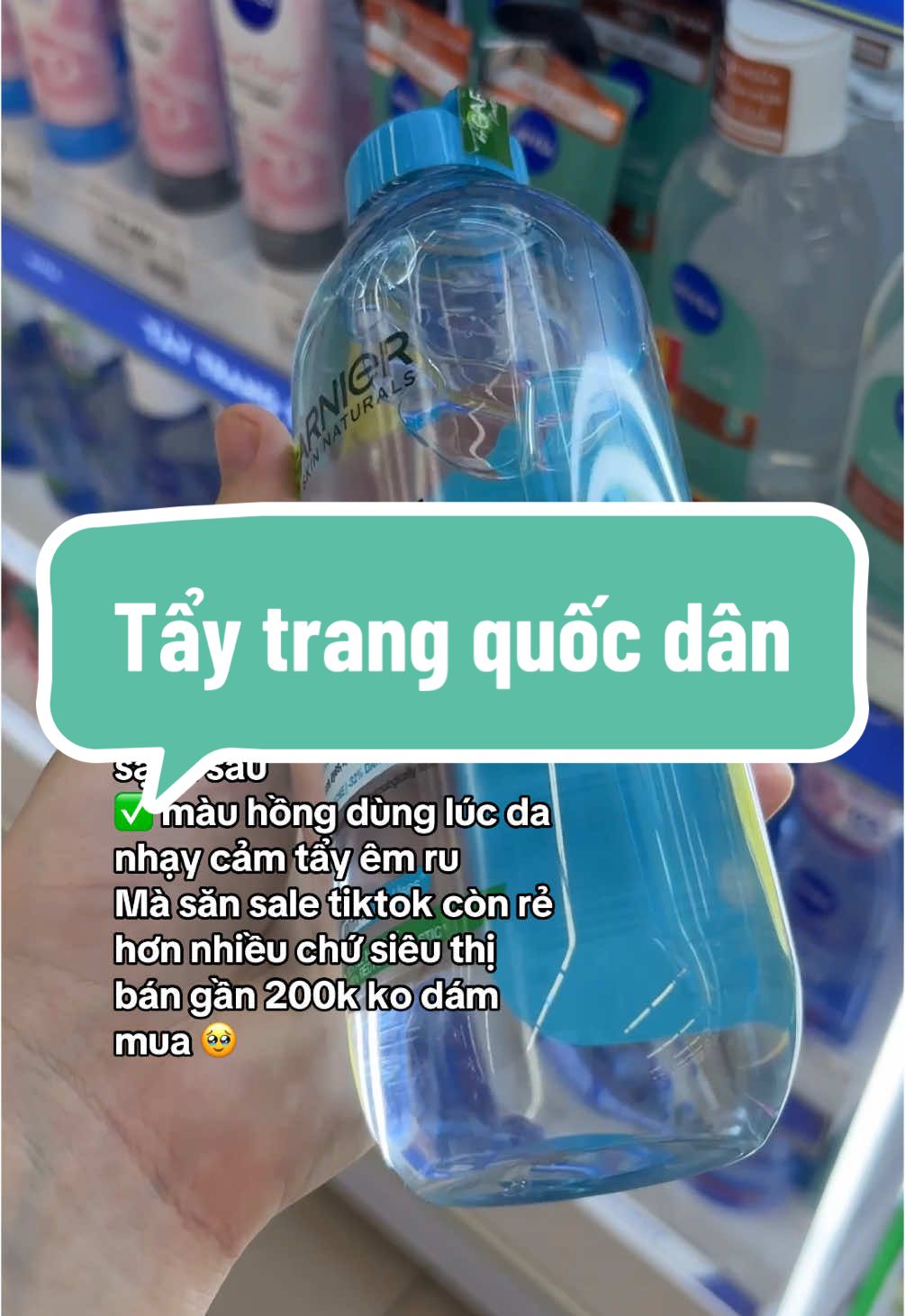 Tẩy trang quốc dân lòng tui #nuoctaytrang #garnier #linhsieuthi 
