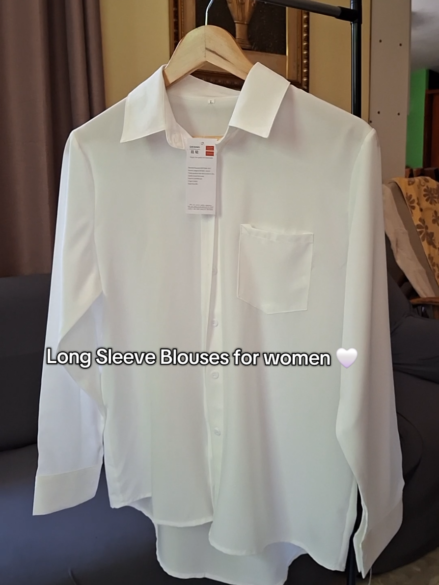 Long Sleeve Blouses for Women #casualtops #blouseplain #white #longsleeve #tiktokfinds #fyp 