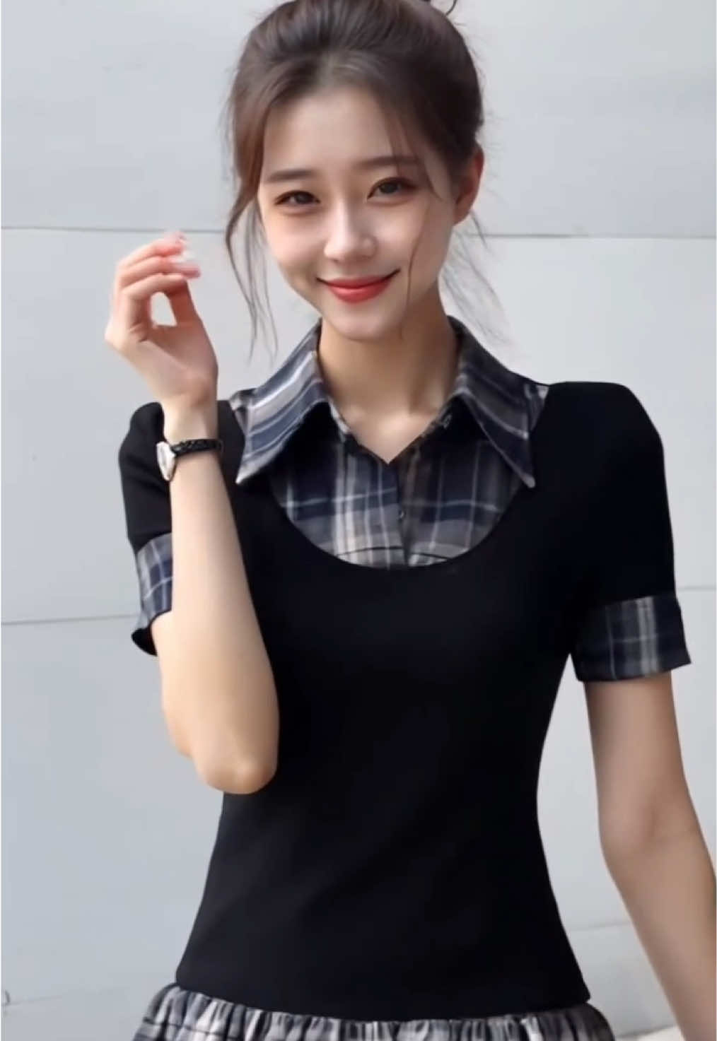 Set nữ BIGSIZE Banamo Fashion set váy học sinh kẻ sọc phối cổ sơ mi chân váy xếp ly kẻ caro trẻ trung năng động #fyp #thuytienshop2005 #xuhuong #damxinhthietke 