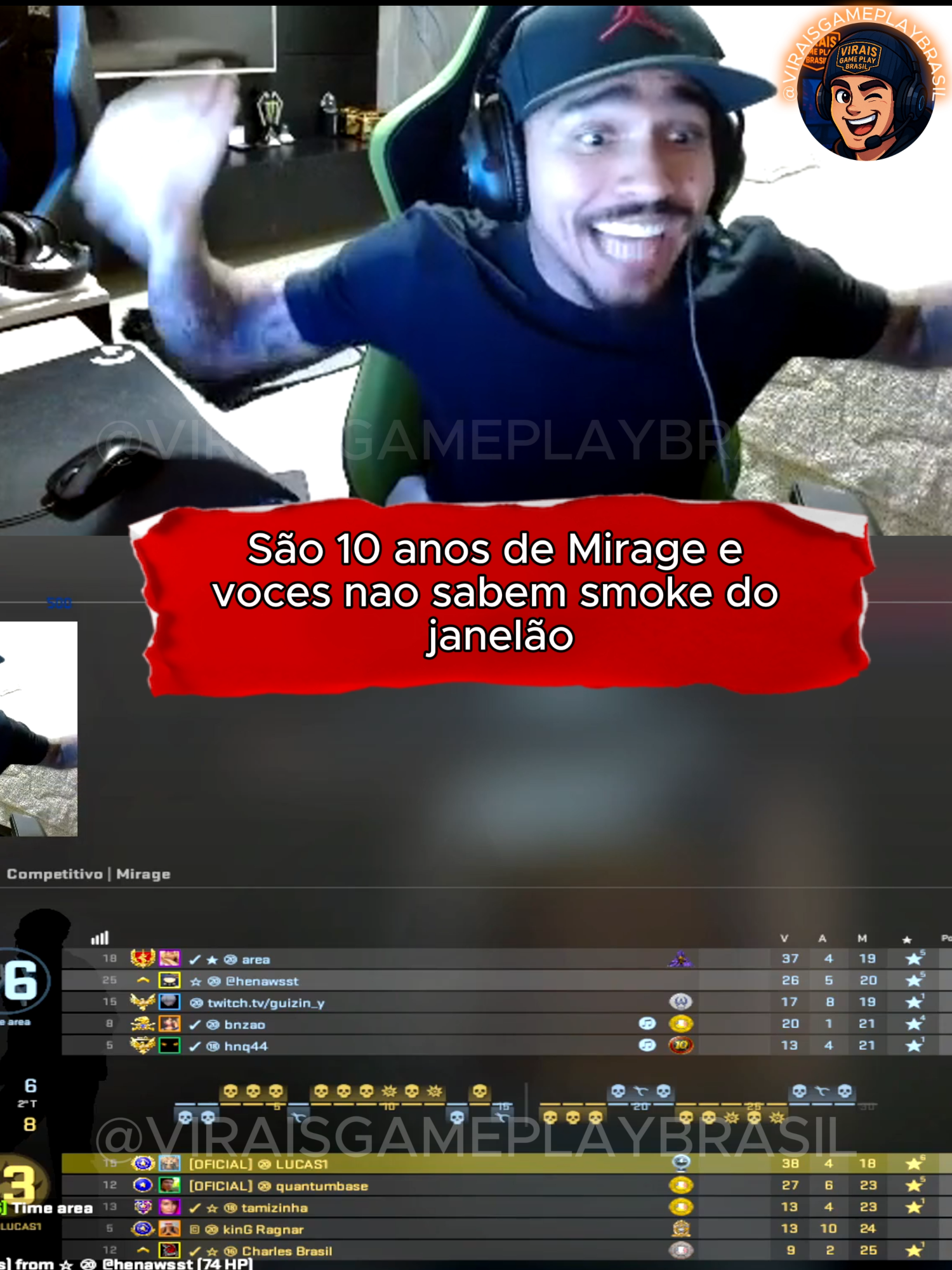 Lucas1 fica indignado por ter 10 anos de MIRAGE e ninguem saber smoke janelao! kkkkkk #lucas1 #counterstrike #counterstrike2 #cs #cs2 #queota
