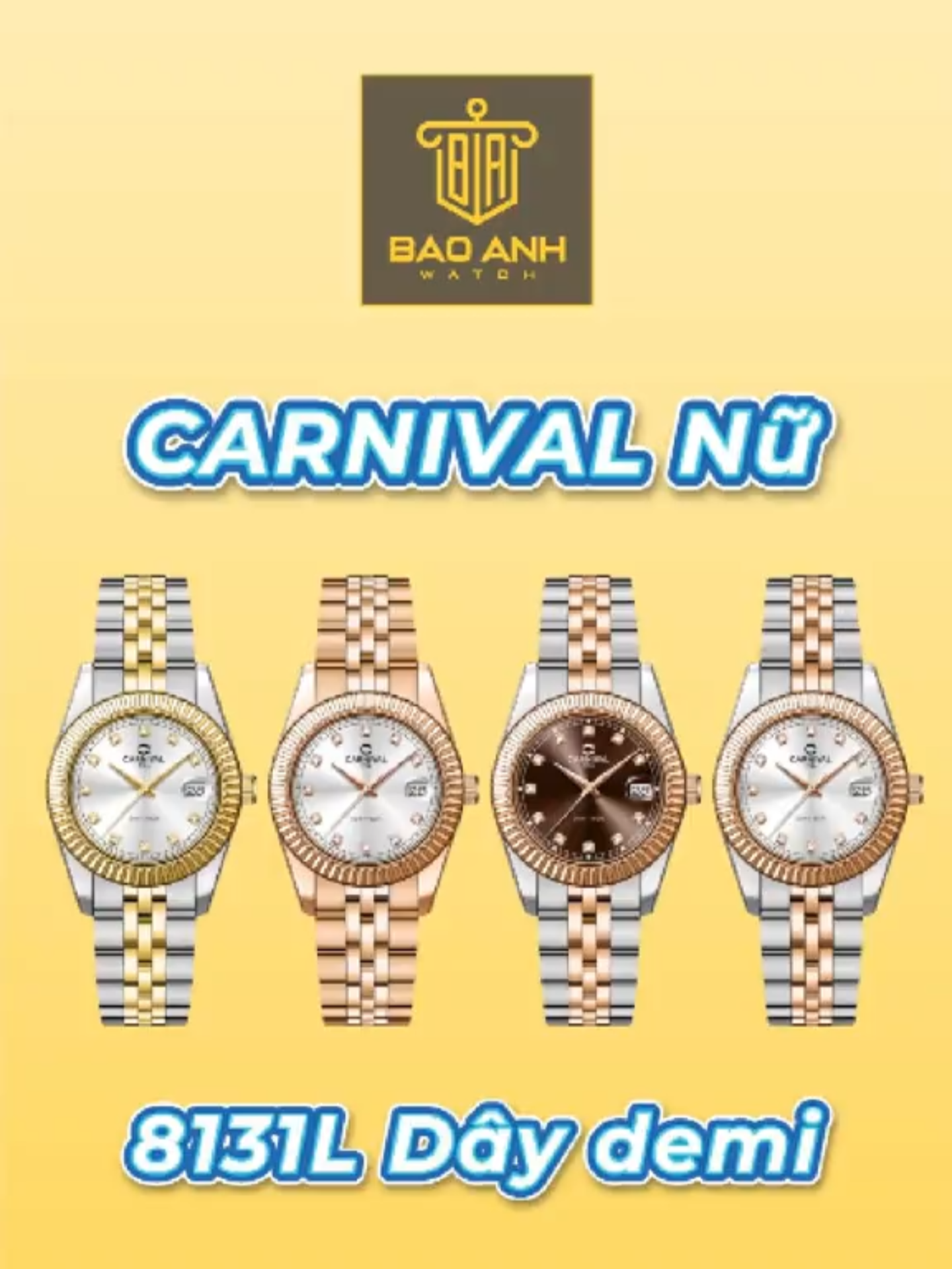 🔸 Chỉ #2600k đã sở hữu siêu phẩm Carnival nữ 8131L được mệnh danh là tiểu Ro.lex Datejust với niềng khía lấp lánh 😍😍😍 #Bảo_Anh_Watch #Carnival_Nữ #Carnival_8131L
