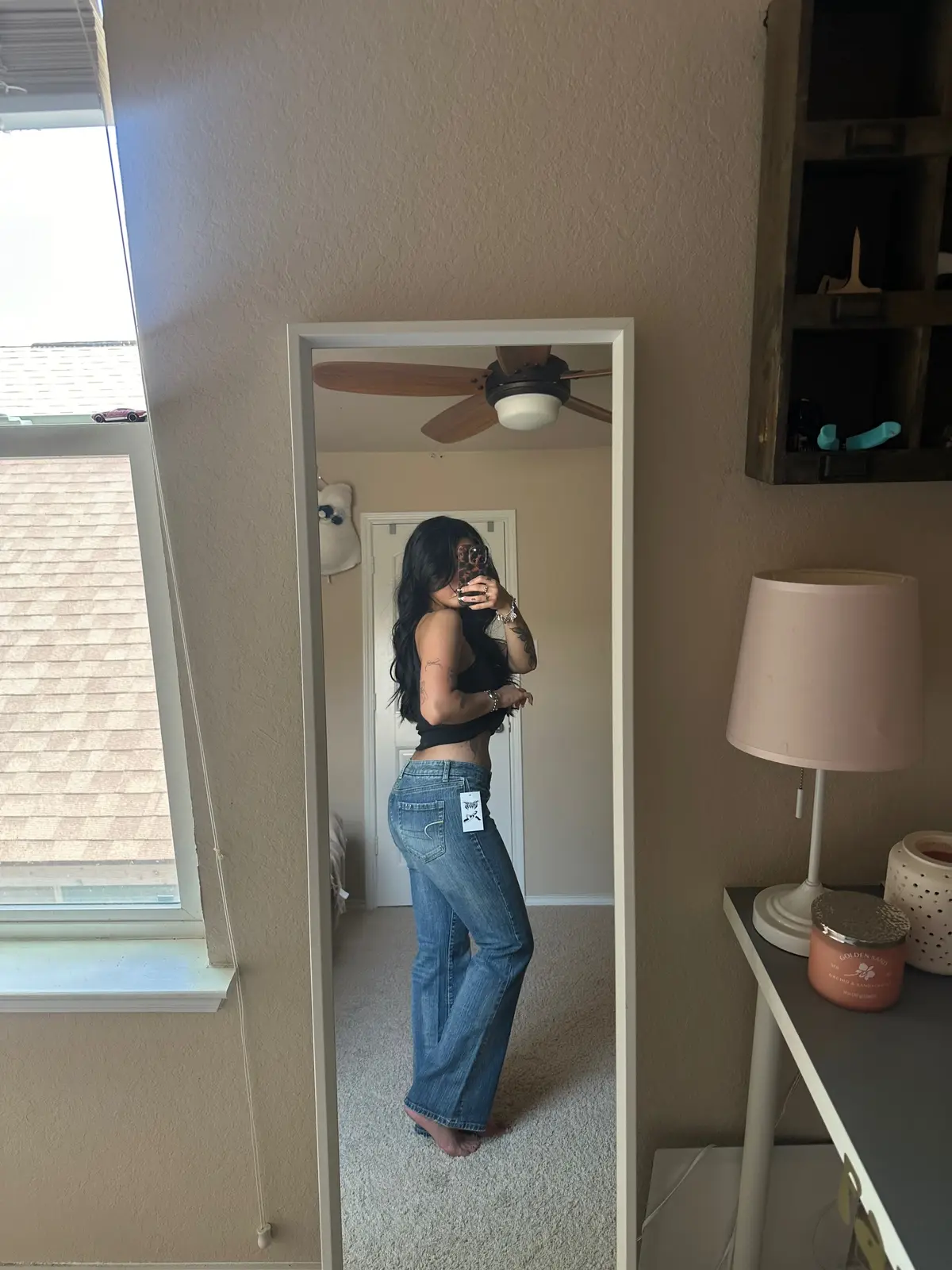 Cute old AE jeans, serious question do tailors widen the thighs of Jeans?!🥲 #fyp #tailoring #thriftfind 