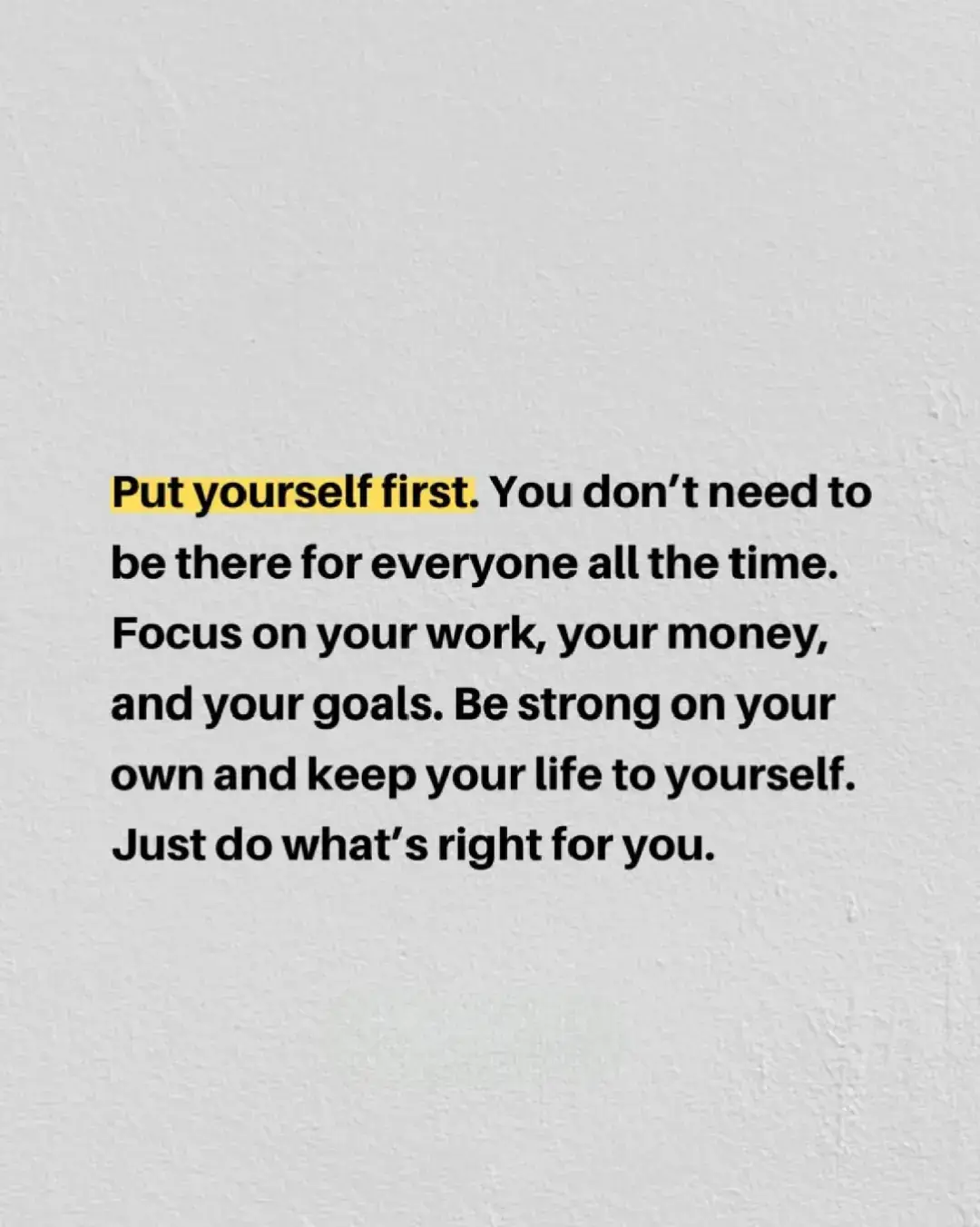 Put yourself first