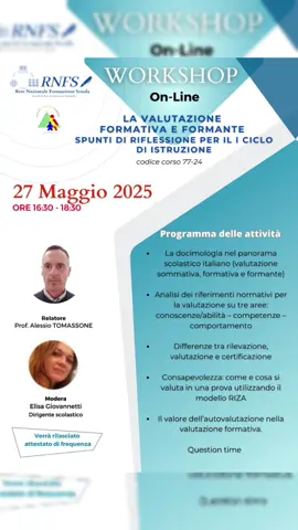 🎓✨ Valutare per includere. Prepararsi per accompagnare. In vista degli #EsamiDiStato, la Rete Nazionale Formazione Scuola promuove una serie di workshop e seminari dedicati a valutazione, inclusione e personalizzazione dell’apprendimento. 📚 Dalla scuola primaria alla secondaria, approfondiamo insieme: ✔️ La valutazione formativa come leva educativa ✔️ Strategie per il successo formativo di tutti ✔️ Inclusione scolastica e bisogni educativi speciali ✔️ DSA e strumenti compensativi negli Esami di Stato ✔️ La personalizzazione come diritto 🎤 Con la partecipazione di docenti, esperti del settore e la collaborazione di AID – Associazione Italiana Dislessia, costruiamo pratiche inclusive e consapevoli per accompagnare ogni studente nel suo percorso. 📅 Non perdere i prossimi appuntamenti, anche online! Scopri di più su 👉 www.reteformazionescuola.it #InclusioneScolastica #ValutazioneFormativa #DSA #AID #EsamiDiStato #DidatticaPersonalizzata #ScuolaInclusiva #FormazioneDocenti #RNFS #ScuolaInAzione #educazione2025 