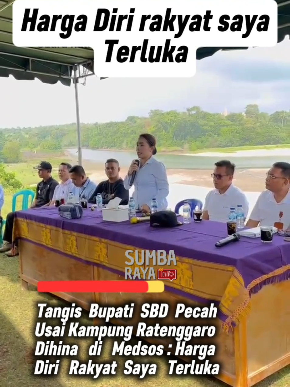 Bupati SBD - Suasana haru menyelimuti pertemuan Bupati Sumba Barat Daya, Ratu Ngadu Bonnu Wulla, dengan warga Kampung Ratenggaro pada Jumat (24/5/20225). Dalam nada terbata dan mata berkaca-kaca, Ratu Wulla mengungkapkan luka hatinya setelah Kampung Adat Ratenggaro menjadi sorotan negatif dan viral di media sosial melalui akun 