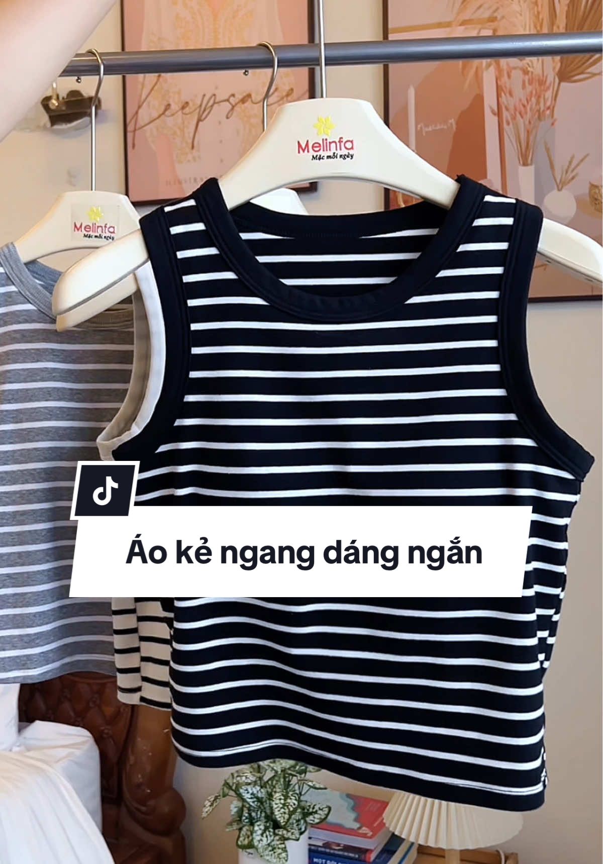 Áo ba lỗ kẻ ngang dáng ngắn ✨ #melinfa #aobalo #aodem #aocotron #thoitrangnu #fashion #viral #xuhuong #fyp #macdepmoingay 