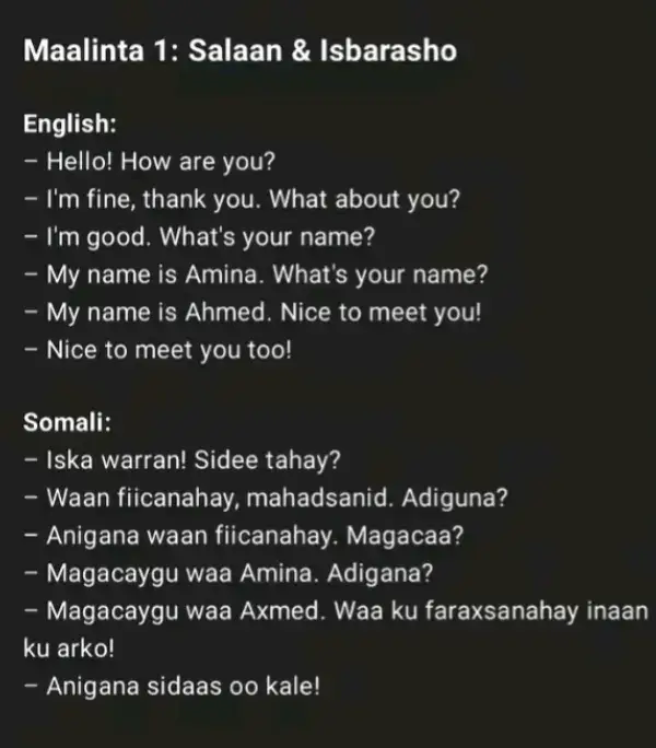 English to somali 