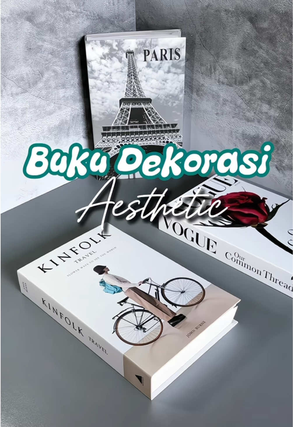 Yang bikin kontenku jadi Aesthetic 🫶🏻✨ #dummybook #bukuhiasan #dekorasikonten #propertikonten #homedecor 