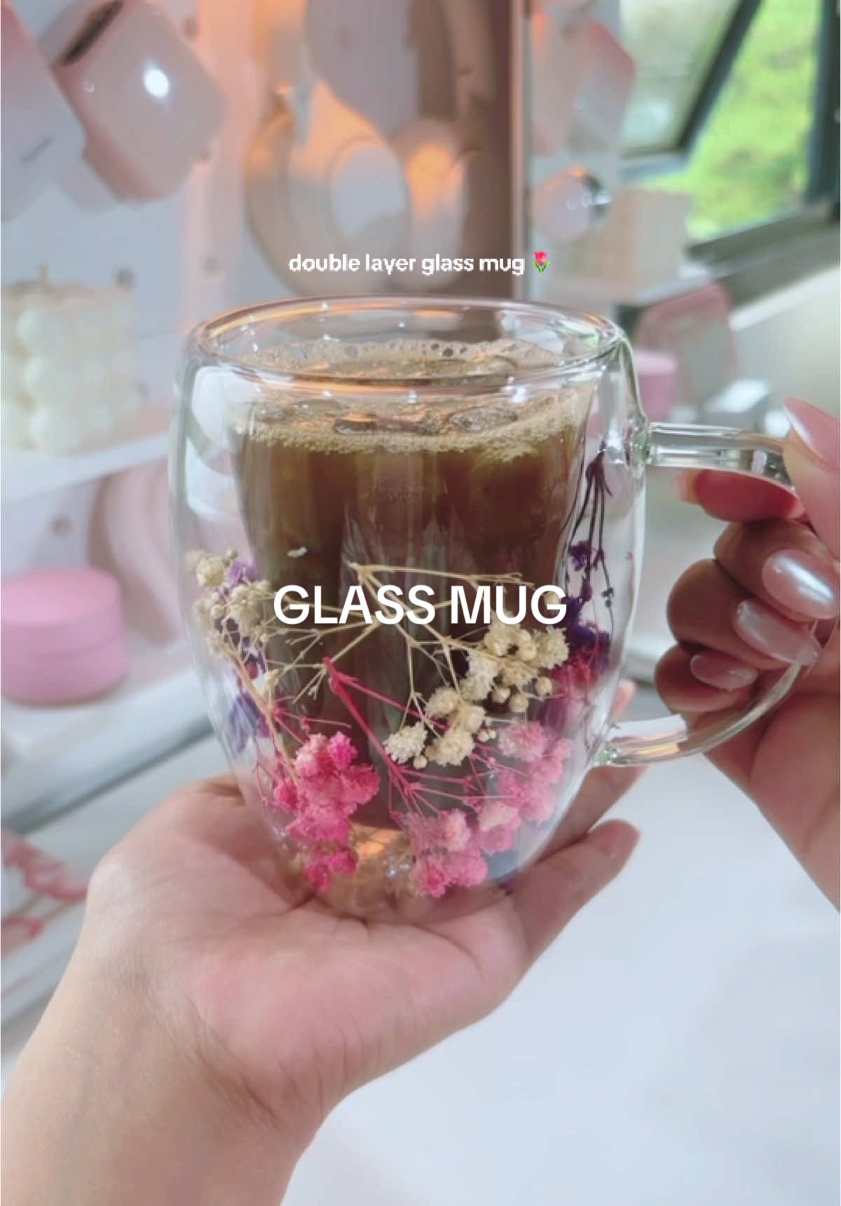 Inlove with this 🥹💗 #glassmug #glassmugcup #doublelayercup #doublelayerglass #doublelayerglassmug #coffeelover 
