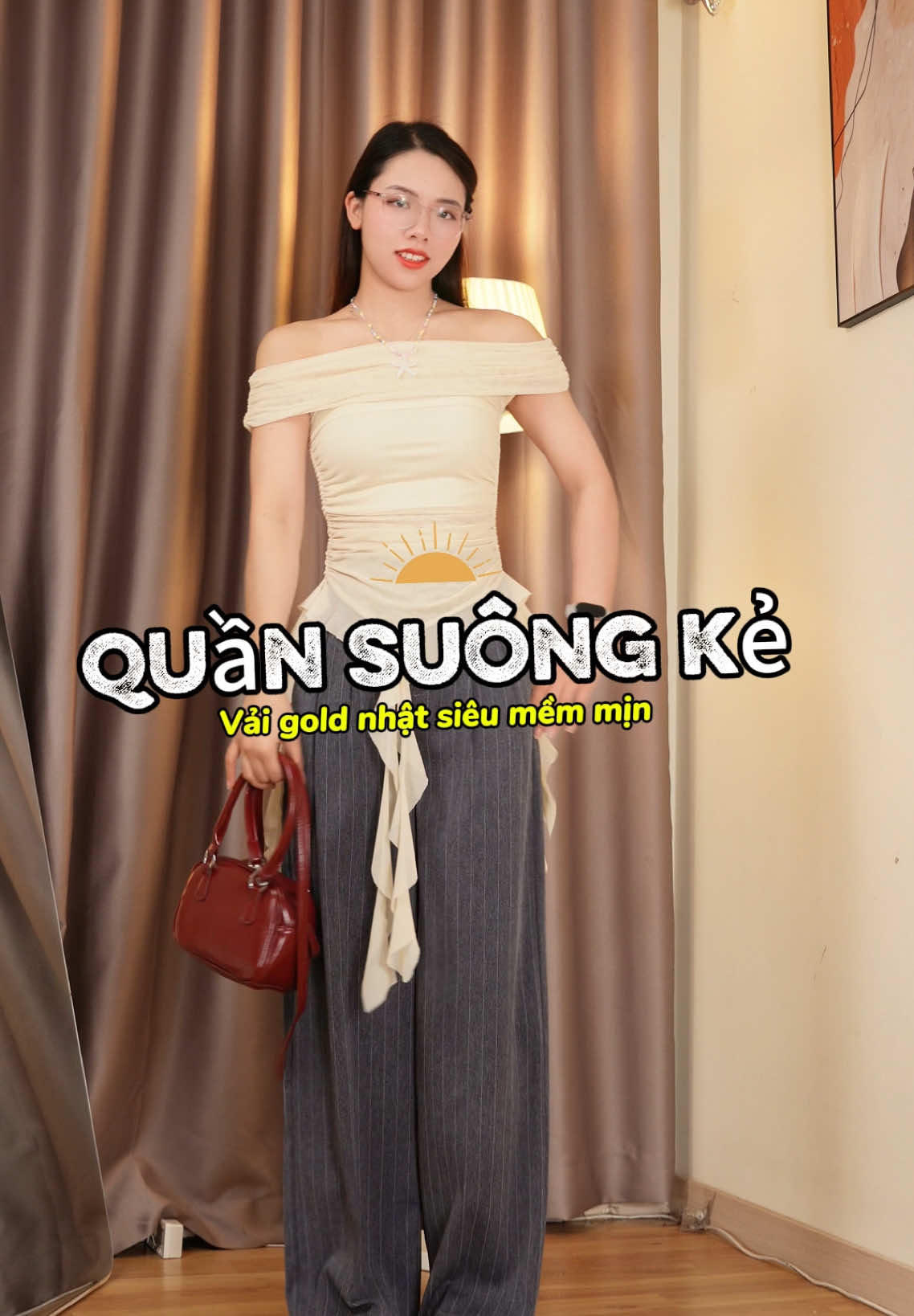 Quần suông kẻ màu xanh này xinh quá nè mí bà ơi #domireview #reviewlamdep #quansuongongrong #quangoldnhat #quankesoc #dcgr 