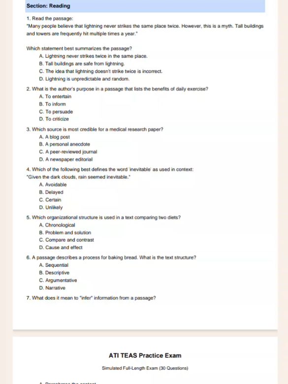 Teas 7 exact questions with answers 2025 are you testing soon! You need this asap get this and pass! #ati #teasexam #nursesoftiktok #atiteas7 #college #nursing #nursingstudent 